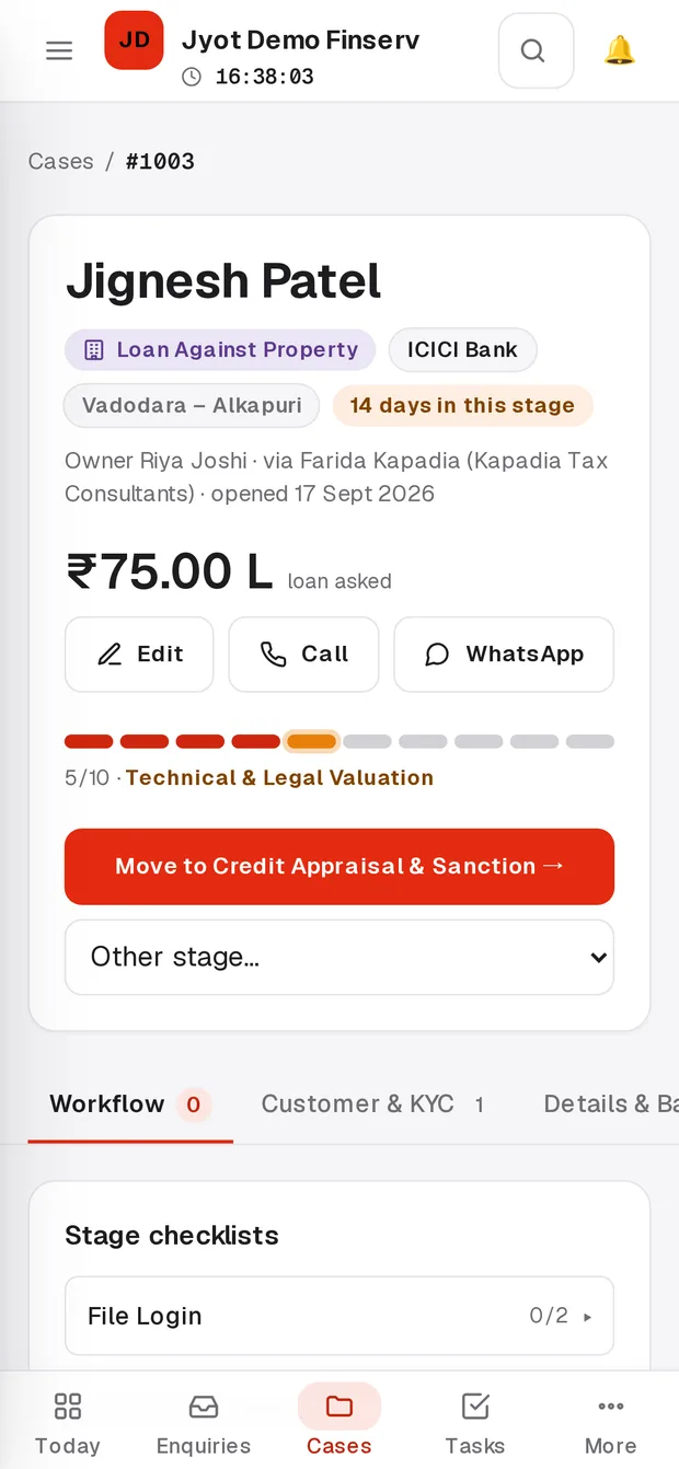 A loan file on the phone, in English